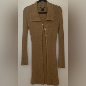 Elegant Tan Ribbed Women's Sweater